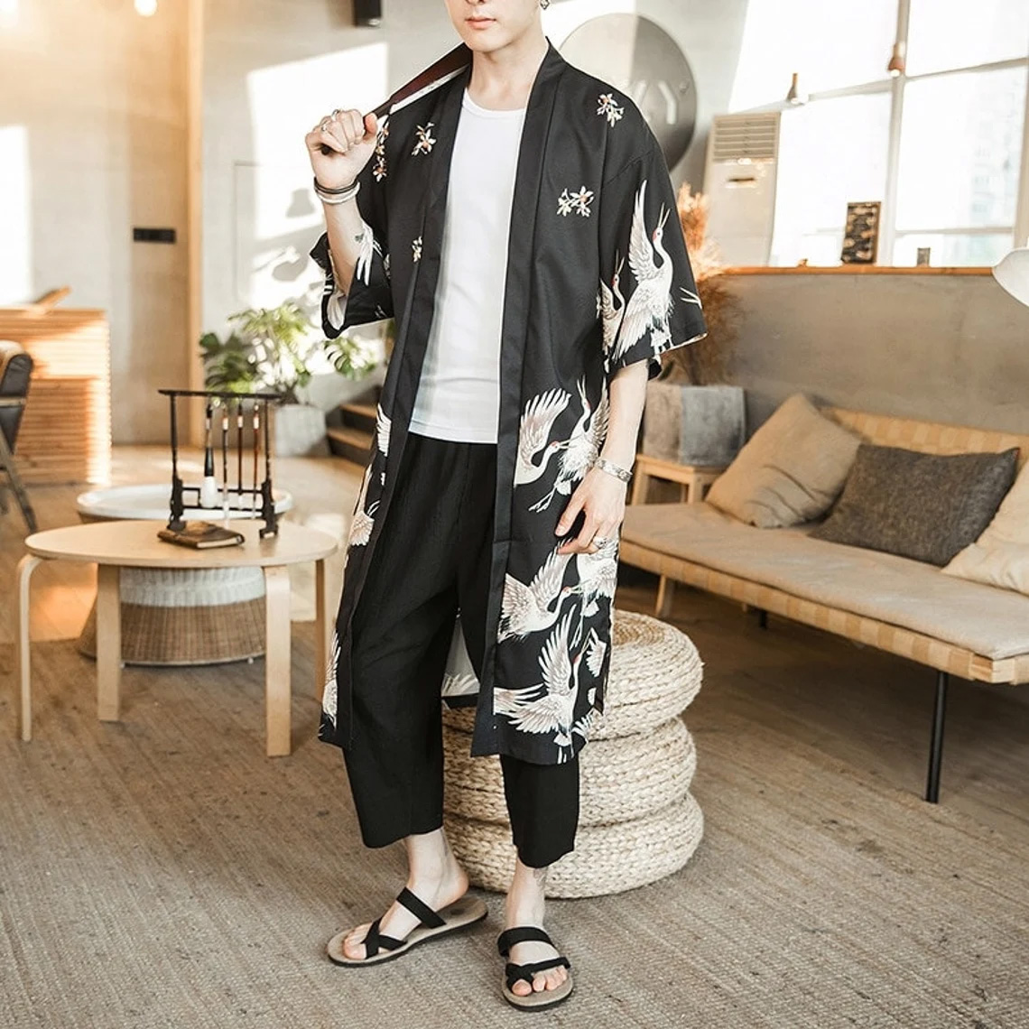 men's haori, haori jacket, kimono cardigan men, japanese jacket haori, japanese cardigan