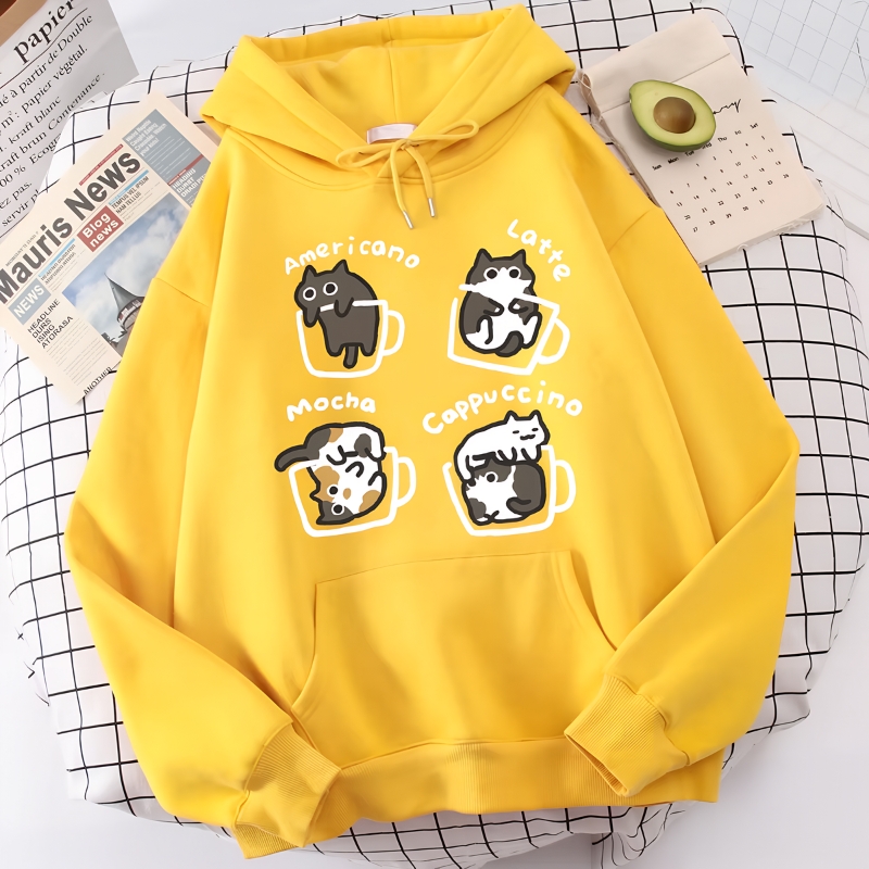 Herren-Kapuzenshirt, Kapuzenshirt mit Katzenmotiv