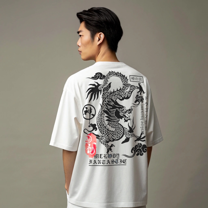 Oversized T-Shirt, lockeres T-Shirt, Drachen T-Shirt