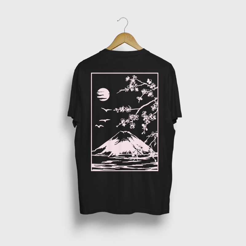 T-Shirt, Baumwoll-T-Shirt, weites T-Shirt, Mount-Fuji-T-Shirt